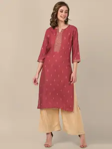 Rangita Ethnic Motifs Printed Notched Neck Gotta Patti Straight Kurta