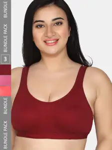 MAROON Pack of 3 Full Coverage Bra With All Day Comfort