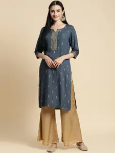 Rangita Ethnic Motifs Woven Design Gotta Patti Straight Kurta