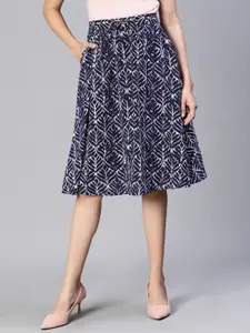 Oxolloxo Printed With Tie-Up Knee-Length Skirt