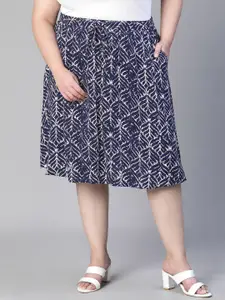 Oxolloxo Plus Size Women Floral Printed Flared Midi Skirt