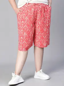 Oxolloxo  Plus Size Floral Print Elasticated Tie-Knot Shorts