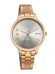 Sonata Women Textured Dial & Bracelet Style Straps Analogue Watch 87050WM04