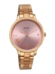Sonata Women Textured Dial & Bracelet Style Straps Analogue Watch 87050WM02
