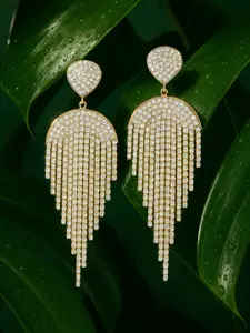 Rubans Voguish 18K Gold Plated Sparkling CZ Studded Fairy Wing Shaped MultiLayer Earrings