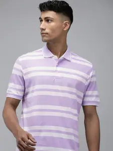 Park Avenue Striped Polo Collar Pure Cotton Slim Fit T-shirt