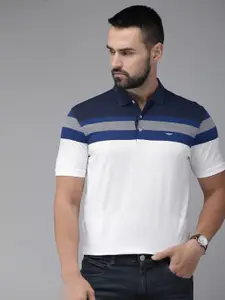 Park Avenue Pure Cotton Striped Polo Collar Slim Fit T-shirt