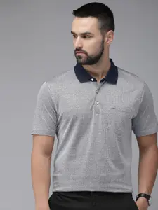 Park Avenue Pure Cotton Self Design Polo Collar Pocket Slim Fit T-shirt