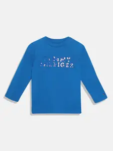 Tommy Hilfiger Boys Typography Printed Long Sleeves Pure Cotton T-shirt