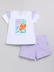 Toonyport Girls Printed Pure Cotton Top With Shorts