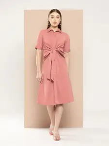Chemistry Tie-Up Waist Shirt Midi Dress