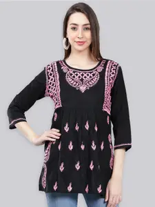 Seva Chikan Ethnic Motifs Embroidered Chikankari A Line Kurti