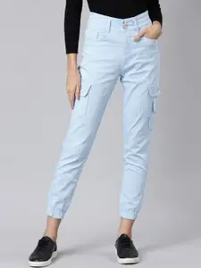 SHOWOFF Women High-Rise Stretchable Cropped Jogger Jeans