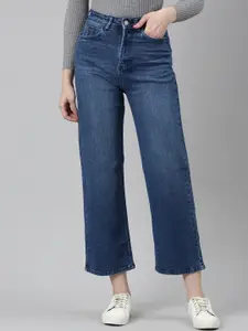 SHOWOFF Women Jean Mid-Rise Light Fade Whiskers & Chevrons Clean Look Stretchable Jeans