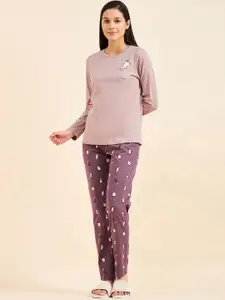 Sweet Dreams Printed Round Neck T-Shirt & Trousers