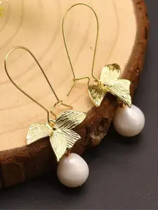 CHOKORE Gold-Plated Pearl Beaded Contemporary Drop Earrings