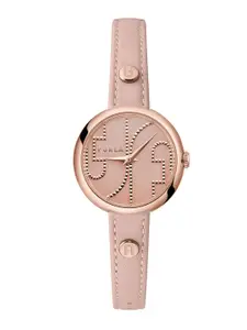 Furla Women Embellished Dial & Leather Straps Analogue Watch WW00005012L3
