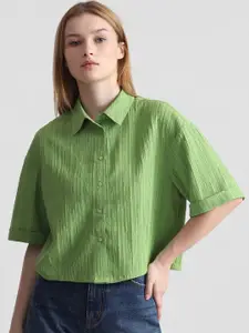 ONLY Opaque Striped Crop Casual Shirt