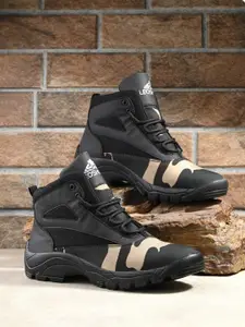 Leo's Fitness Shoes Men Printed Moisture-Wicking Slip Resistant Mid-Top Trekking Shoes