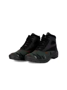 Leo's Fitness Shoes Men Printed Moisture-Wicking Slip Resistant Mid-Top Trekking Shoes