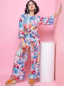 Rhe-Ana Floral Printed Top With Palazzos Co-Ords