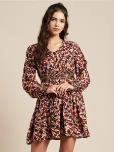 Moomaya Floral Print Fit & Flare Mini Dress