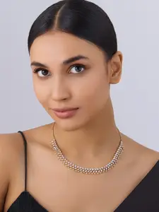 Kushal's Fashion Jewellery Gold Plated Cubic Zirconia Studded Necklace