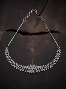 Kushal's Fashion Jewellery Rhodium Plated Cubic Zirconia Studded Necklace