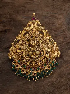 Kushal's Fashion Jewellery 92.5 Pure Silver Gold-Plated Stone-Studded & Beaded Pendant