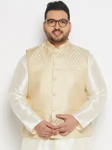 VASTRAMAY Woven Design Mandarin Collar Nehru Jackets