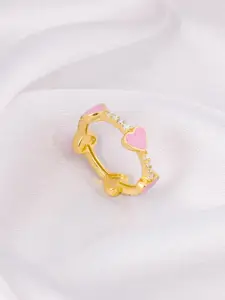 GIVA 925 Sterling Silver Gold-Plated Cubic Zirconia-Studded Ring