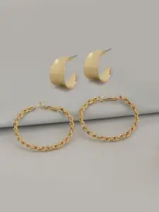 Carlton London Pack Of 2 Gold-Plated Circular Hoop Earrings