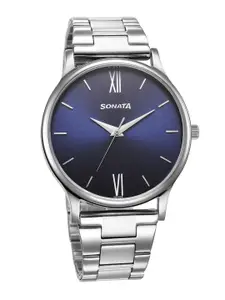 Sonata Men Brass Dial & Stainless Steel Bracelet Style Straps Analogue Watch