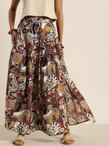 Taavi Ethnic Print Pure Cotton A-Line Maxi Skirt