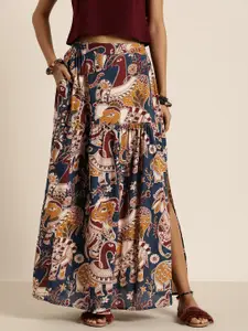 Taavi Ethnic Print Pure Cotton A-Line Maxi Skirt