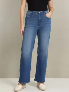 U.S. Polo Assn. Women Mid Rise Wide Leg Light Fade Stretchable Jeans