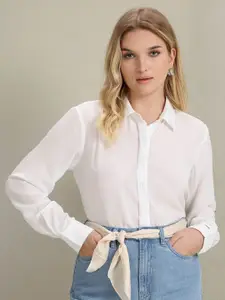U.S. Polo Assn. Women Comfort Spread Collar Embellished Casual Shirt