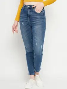 Madame Women Mildly Distressed Heavy Fade Whiskers Cotton Jeans