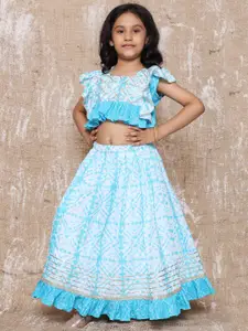 Aj DEZInES Girls Bandhani Printed Ready to Wear Lehenga & Choli