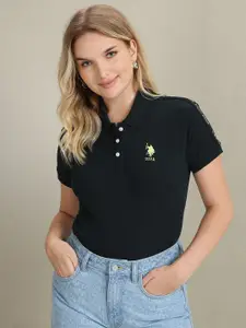 U.S. Polo Assn. Women Polo Collar Regular Fit Cotton T-Shirt