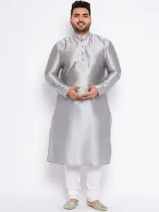 VASTRAMAY Plus Size Mandarin Collar Regular Kurta with Churidar