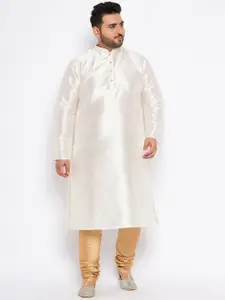 VASTRAMAY Plus Size Mandarin Collar Regular Kurta with Churidar