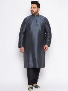 VASTRAMAY Plus Size Mandarin Collar Regular Kurta with Churidar