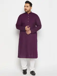 VASTRAMAY Plus Size Mandarin Collar Regular Kurta with Churidar