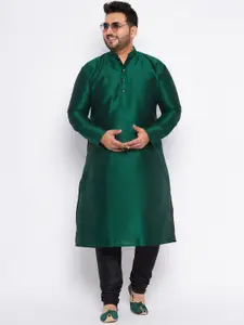 VASTRAMAY Plus Size Mandarin Collar Regular Kurta with Churidar