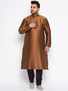 VASTRAMAY Plus Size Mandarin Collar Regular Kurta with Churidar