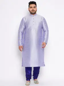 VASTRAMAY Plus Size Mandarin Collar Regular Kurta with Churidar
