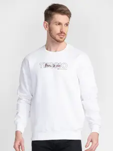 TESSIO Typography Printed Pullover Cotton Sweatshirt