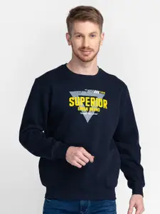 TESSIO Typography Printed Pullover Cotton Sweatshirt