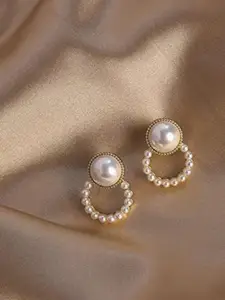 KRYSTALZ Circular Studs Gold-Plated Earrings